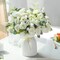 Artificial Silk Rose with Vase Fake Flowers Wedding Flowers Bouquets Arrangement Home Office Party Centerpiece Table Decoration (White)